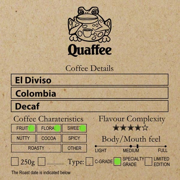 Colombian El Diviso Pink Bourbon Decaf coffee