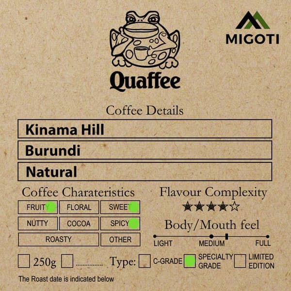 Burundian Kinama Hill Natural coffee from Migoti
